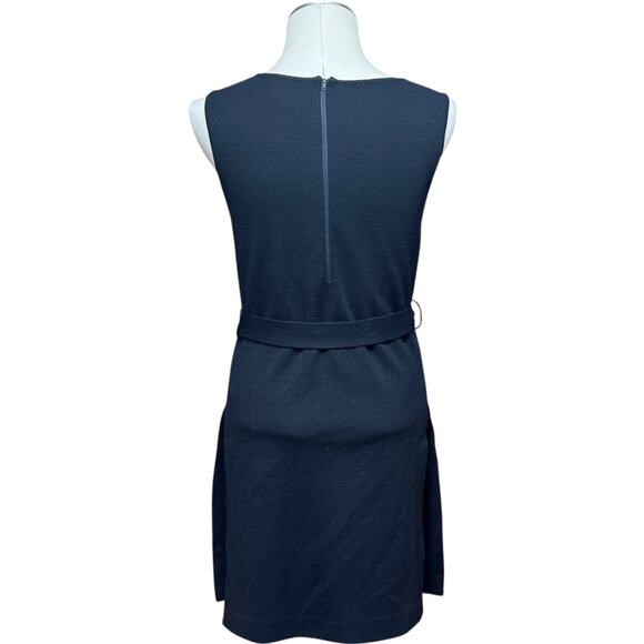 DiCosta 100% Wool Sleeveless Belted Side Slit Tunic Black Embroidered Flower 8 - Picture 4 of 6